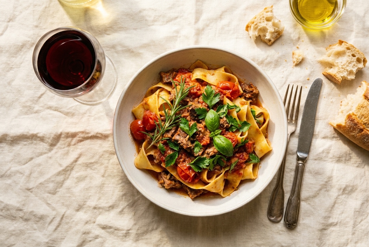 Pappardelle al Ragù, built for Barbera